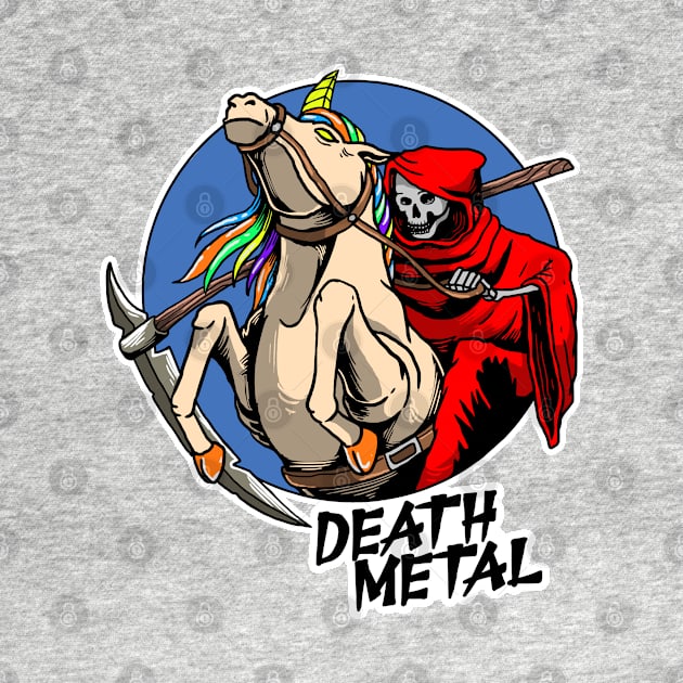 Death Metal Unicorn Grim Reaper Heavy Metal Rainbow Funny by markz66